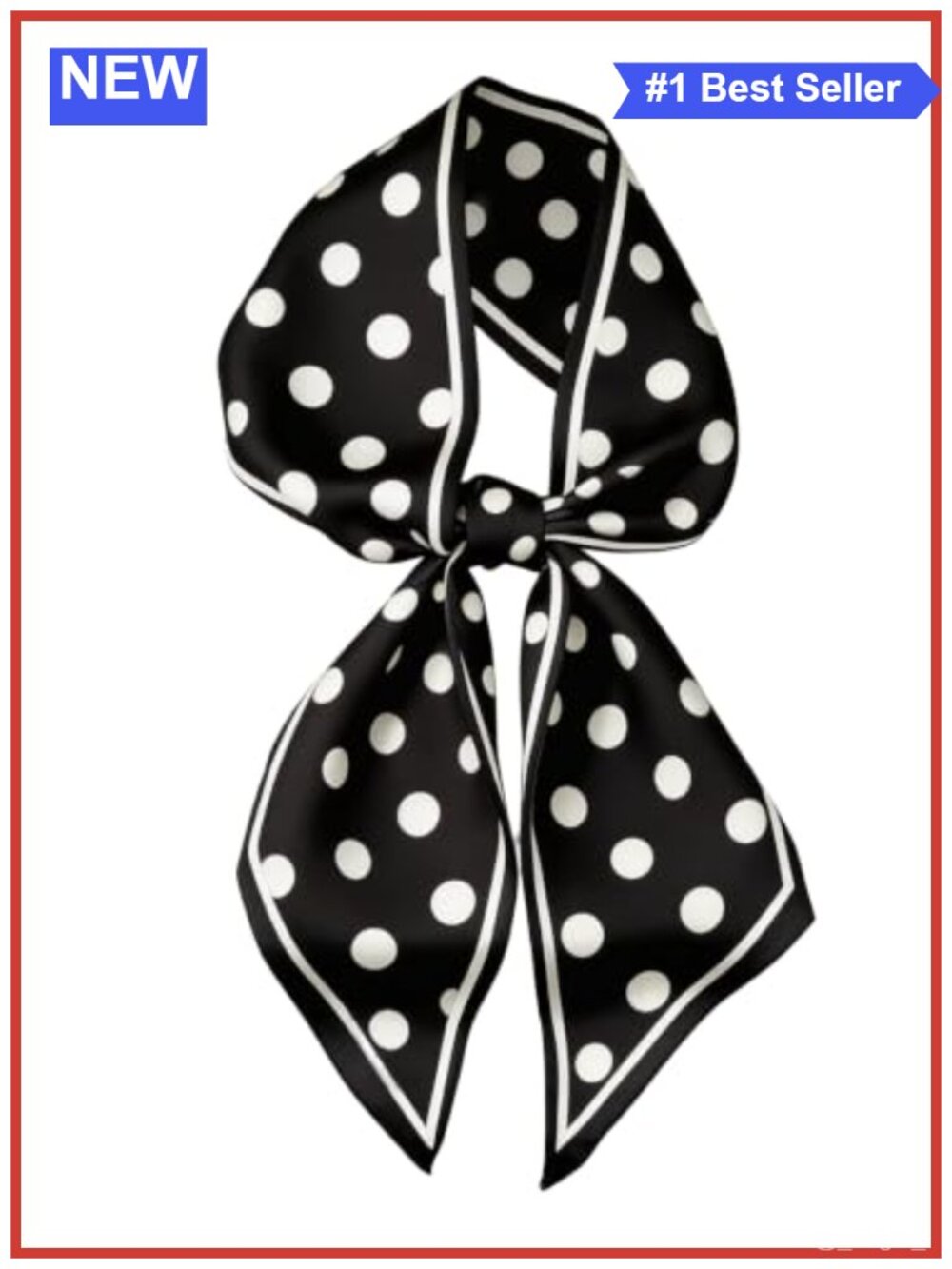 Silky Long Thin Satin Polka Dot Head Scarf Neck Scarf Hair Ribbon Bag Accessory